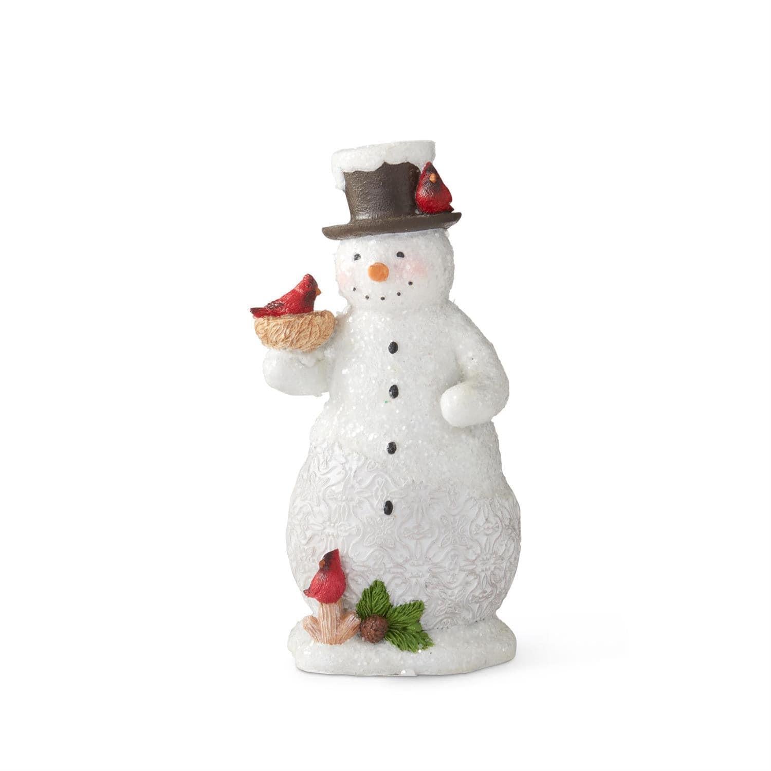 Glittered Snowman with Birds